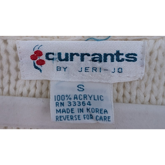 Vintage Currants Cream Cable Knit Deep V Sweater Vest Small Grandpacore Preppy - Picture 5 of 8